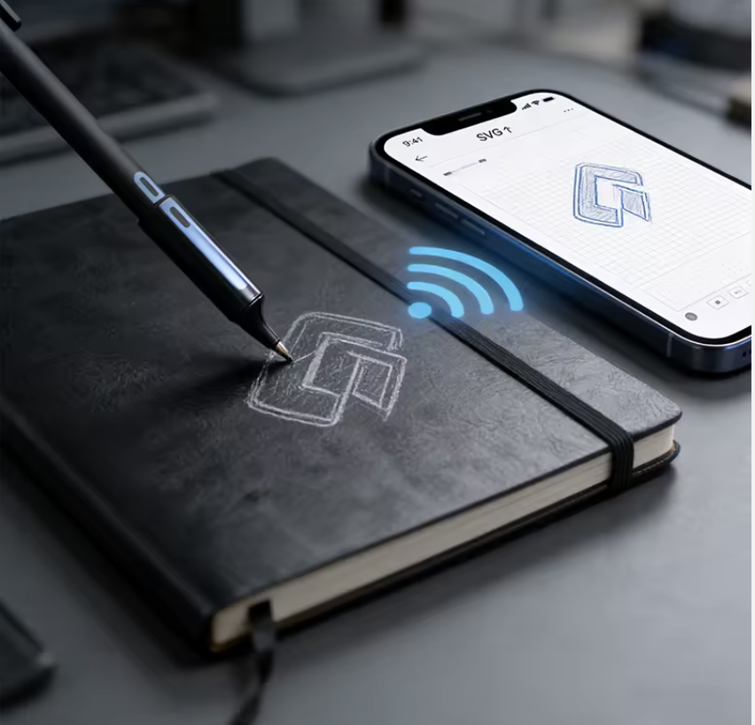 Smart pen sending notes to a phone